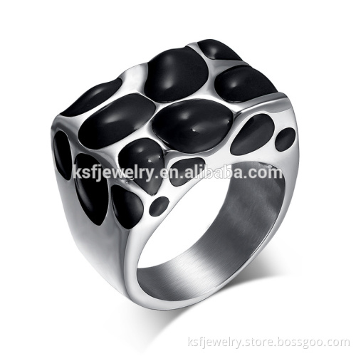 Stainless Steel Silver Boys Finger Rings Fashion Enamel Design Wholesale